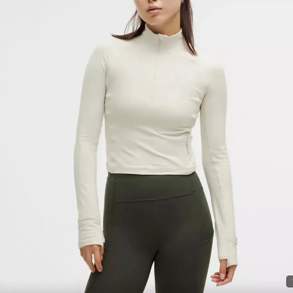 Lululemon It's Rulu Cropped Half Zip *Updated 'Bone' Size XS